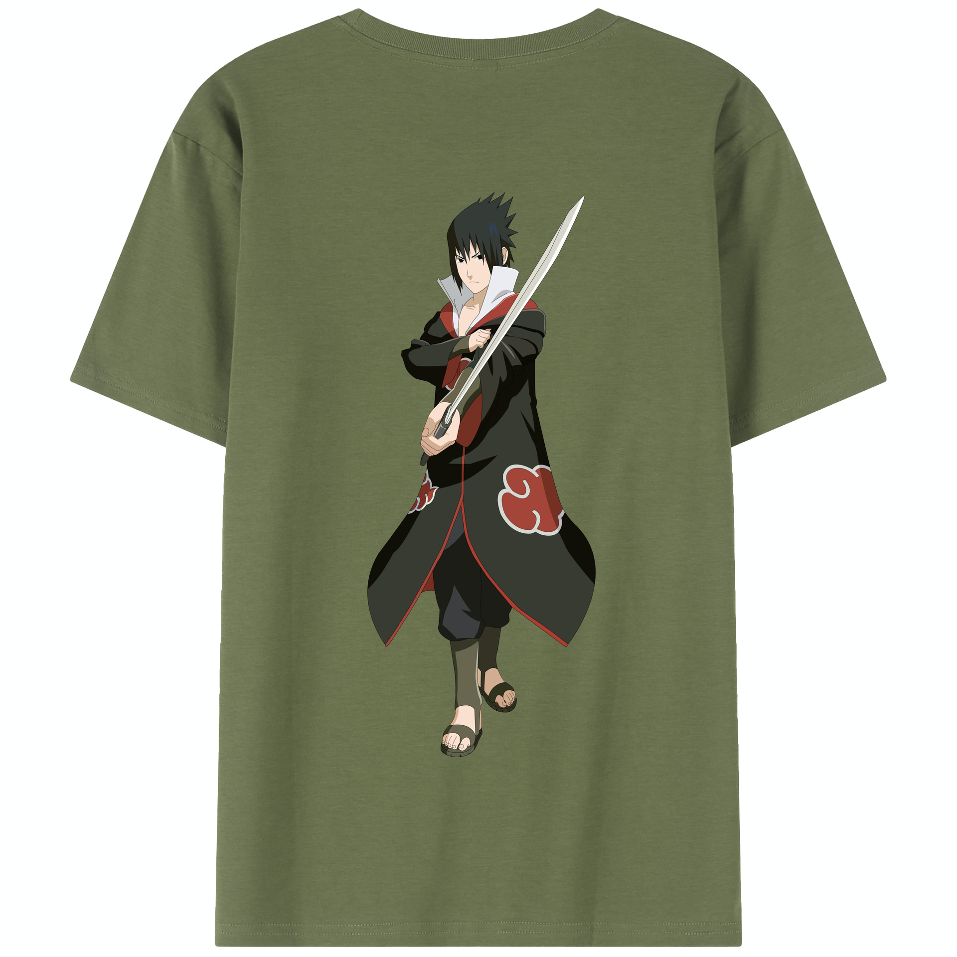 （画像用） NARUTO -ナルト- うちは サスケ Uchiha Sasuke 綿100％半袖Tシャツ（背面プリント）